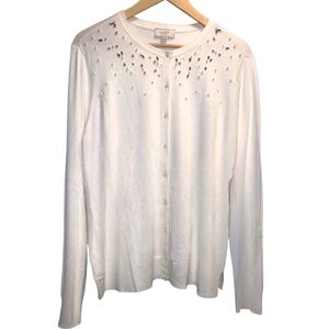 Loft Sweater Cardigan Sparkle Details XL Button Up